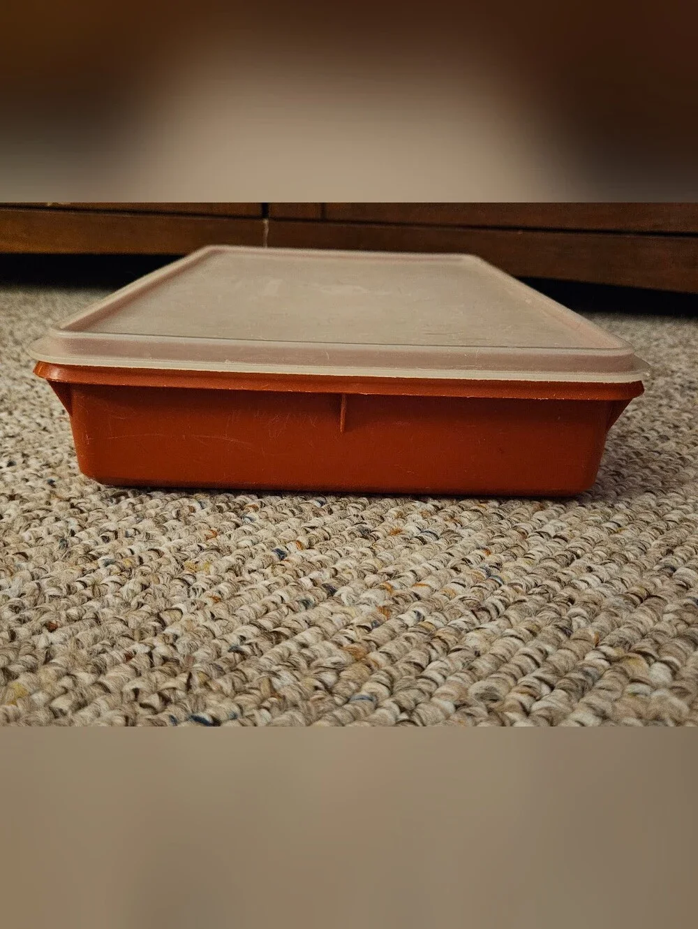 Tupperware Rectangular Container Red Bottom Deli Cake Keeper 290-2